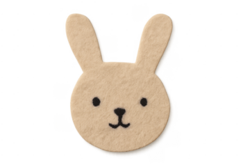 Cute felt bunny craft face on transparent background