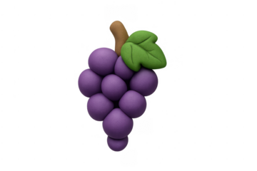Purple grape fruit claymation illustration transparent background