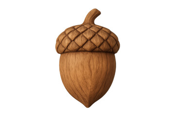 Wooden acorn carving on transparent background