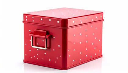 Polka Dot steel Box Against White Background with Soft Light