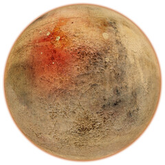 Artist's concept / illustration: Distant red planet with atmosphere on clear background