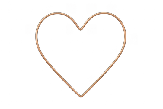 Gold metallic heart frame outline on transparent background - Powered by Adobe