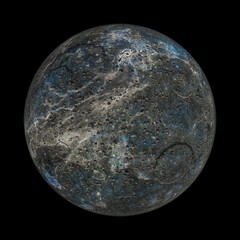 Artist's concept / illustration: Distant cold planet on black background