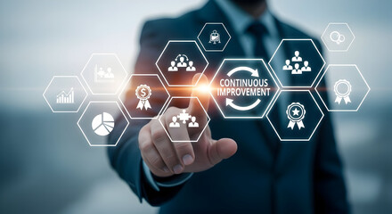 Concept of continuous improvement and business growth with strategic planning and innovation