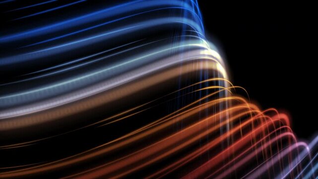 Abstract Energy Rings. Vortex of Neon Light. Cybernetic Stream. spiraling rings of light on black background.
