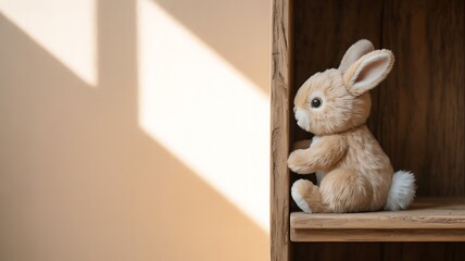 Easter bunny holding a blank sign cute fluffy cartoon illustration