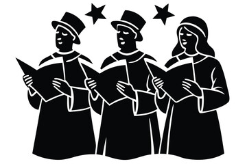 carolers singing vector icon silhouette