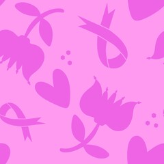 Breast cancer month seamless pink ribbon day mammogram pattern for medical accessories and medicine textiles