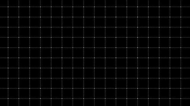 White dot grid pattern seamless loop animation with jitter movement on black background. 4K animated dots grid background for storytelling visuals, video editing, overlays, and motion graphics.