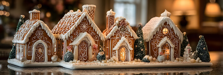 gingerbread house with frosting decorations