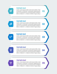 Business infographics number options template with 5 steps