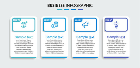 Business infographic template with 4 options, steps or processes