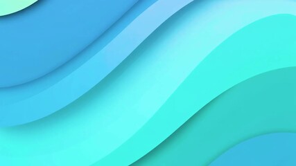 A vibrant blue and cyan abstract background featuring smooth layered paper cut shapes with flowing wavy contours - Powered by Adobe