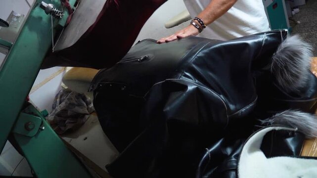 Leather Jacket Pressing at Factory &ndash; Industrial Garment Finishing Process