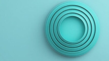 Fototapeta premium Minimalist turquoise circular shapes layered on a smooth background, emphasizing artistic design and modern aesthetics for creative projects and backgrounds