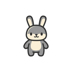 Adorable grey bunny standing cheerfully