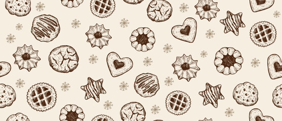 Hand-drawn Assorted Cookies Seamless Pattern	
