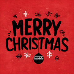 Festive Merry Christmas wishes with playful lettering and snowflakes create a joyful holiday season, perfect for cards, banners and social media greetings