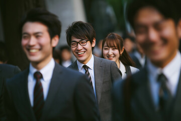 アジア人のビジネスマンとビジネスウーマン