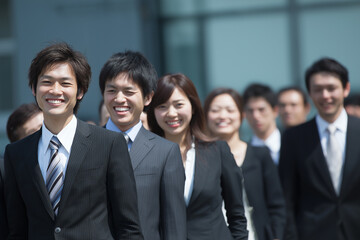 アジア人のビジネスマンとビジネスウーマン