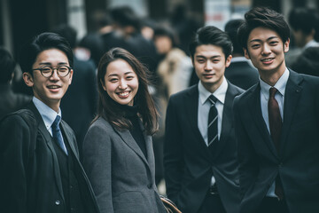 アジア人のビジネスマンとビジネスウーマン