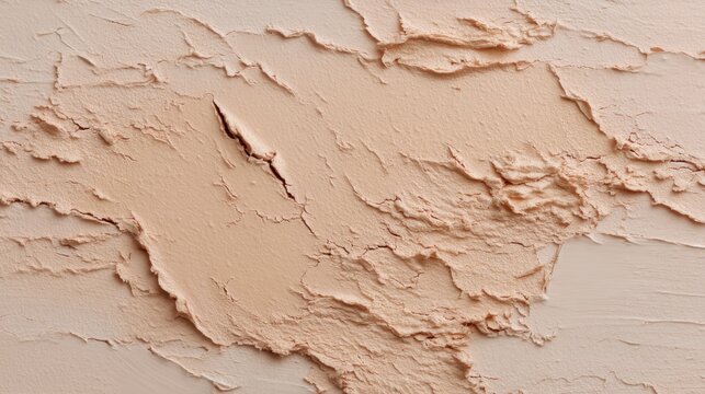 Textured surface of soft peach plaster wall with intricate layers and subtle variations that showcase a natural aesthetic for interior design projects