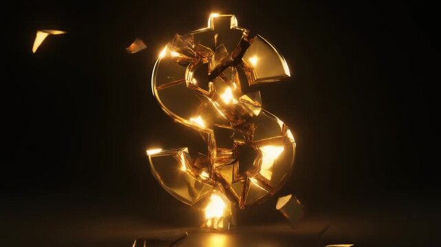 Shattered US Currency in Financial Collapse Generative AI

