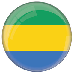 Gabon Flag in Circular Glossy Style