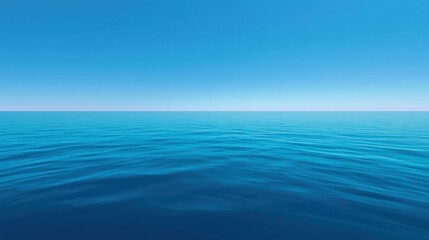 Fototapeta premium Serene and Tranquil Blue Ocean Water Surface Under Clear Sky with No Clouds, Perfect for Relaxation and Calming Backgrounds in Various Designs