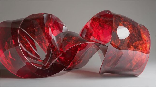Motion of glossy molten ribbon folding into curves ruby palet - cinematic looping motion