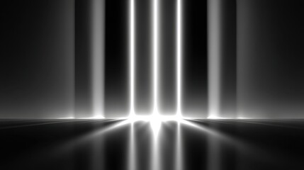 Abstract Light Beams Emanating From the Ground With Dramatic Contrast Creating a Modern Futuristic Atmosphere in Monochrome Palette