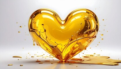 Żółte serce oblane płynnym złotem
