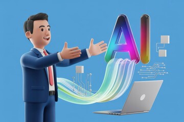 Business Man Embraces Artificial Intelligence