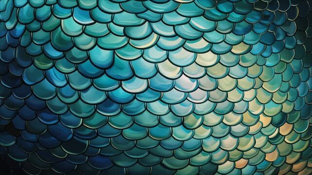 Iridescent Mermaid Fish Scales Texture Background Animation.