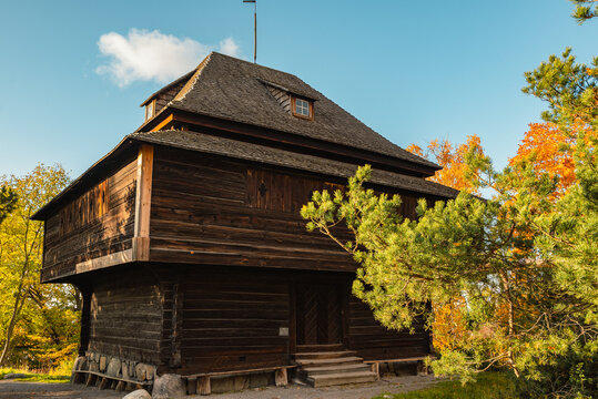 Traditional Swedish buildings in Stockholm&rsquo;s Skansen museum