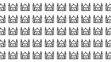 Repeating line drawing taj mahal icons pattern. Suitable for travel blogs, indian culture websites, and tourist brochures.