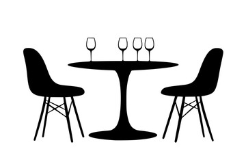 Fototapeta premium Minimalist Modern Dining Scene with Chairs and Glassware