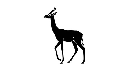 Obraz premium Silhouette of a gazelle walking isolated on white background