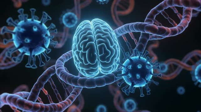 Microscopic 3D Animation of Brain, DNA, and Viruses: Blood-Brain Barrier Concept