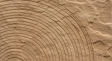 Fototapeta premium Captivating carved stone texture featuring a modern concentric arc design that adds sophisticated visual interest to any architectural project
