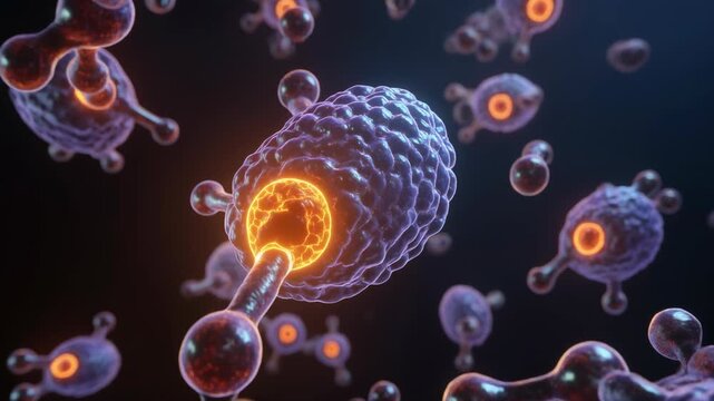 Animated 3D rendering of hormone receptors on a cell surface