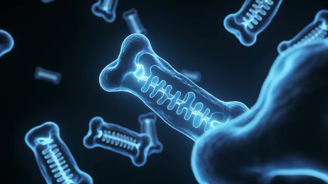 Microscopic view of osteoblasts building new bone