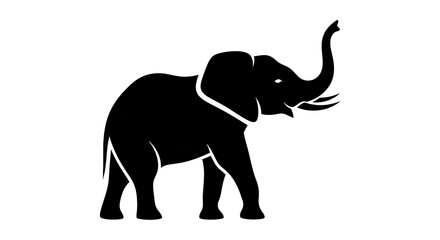 Obraz premium Silhouette of a large african elephant standing isolated on white background