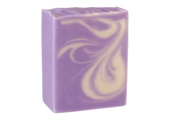 Artisan lavender soap bar with marbled pattern