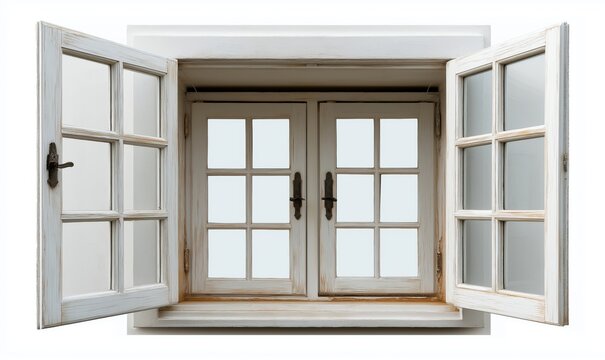 Open white windows with casements revealing endless possibilities in a bright atmosphere