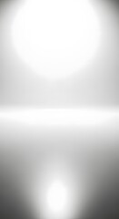 A minimalist and modern studio setup with a smooth reflective surface and a bright, evenly lit background creating a clean and professional atmosphere