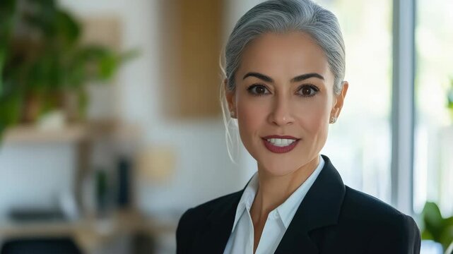 Middle-aged woman in business attire with a smile, looking directly at the camera.