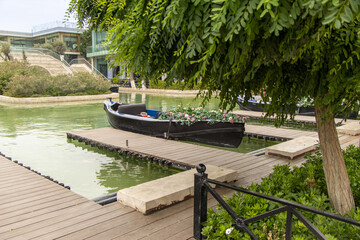 Baku, Azerbaijan. The Little Venice water park is located on the Baku Boulevard in the center of Baku.