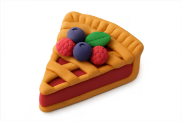 Modeling clay berry pie slice with lattice crust