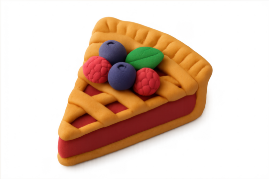 Modeling clay berry pie slice with lattice crust